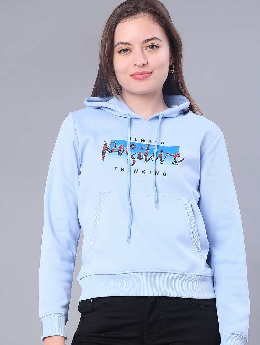 women typographic long sleeve hooded sweatshirt