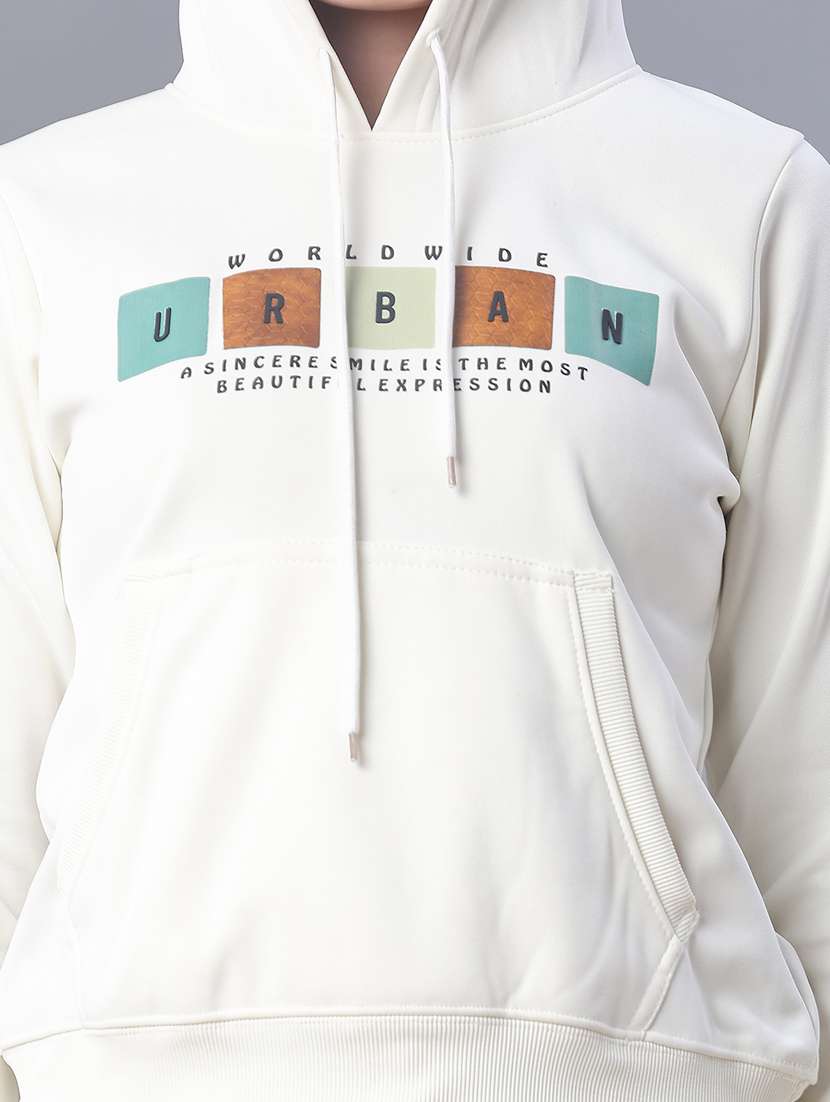 women typographic long sleeve hooded sweatshirt - 22107077 -  Standard Image - 5