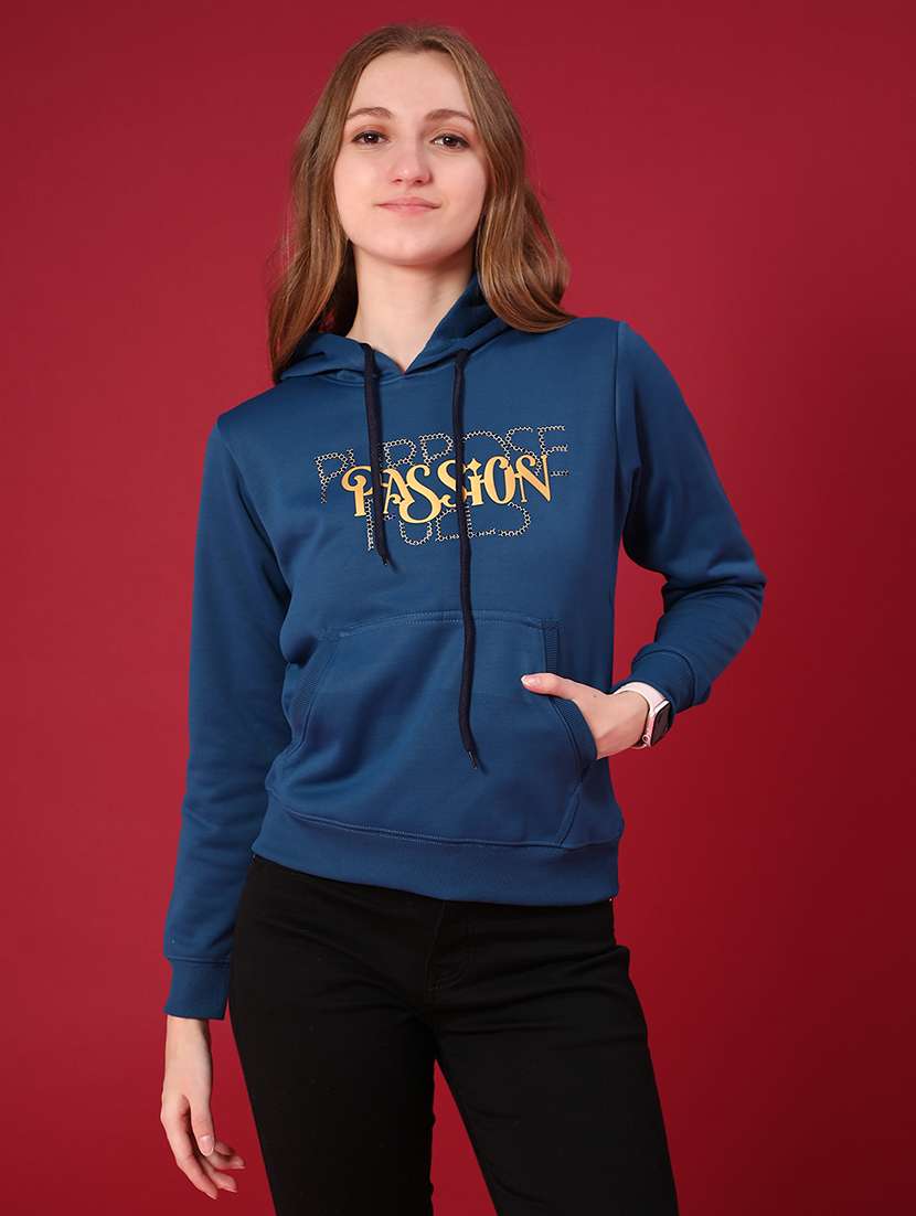 women printed long sleeve hooded sweatshirt - 22107078 -  Standard Image - 3