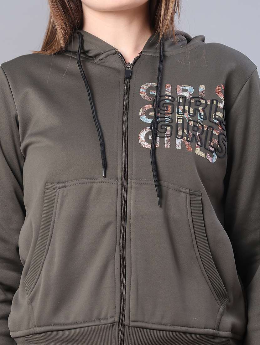 women typographic long sleeve hooded sweatshirt - 22107083 -  Standard Image - 5