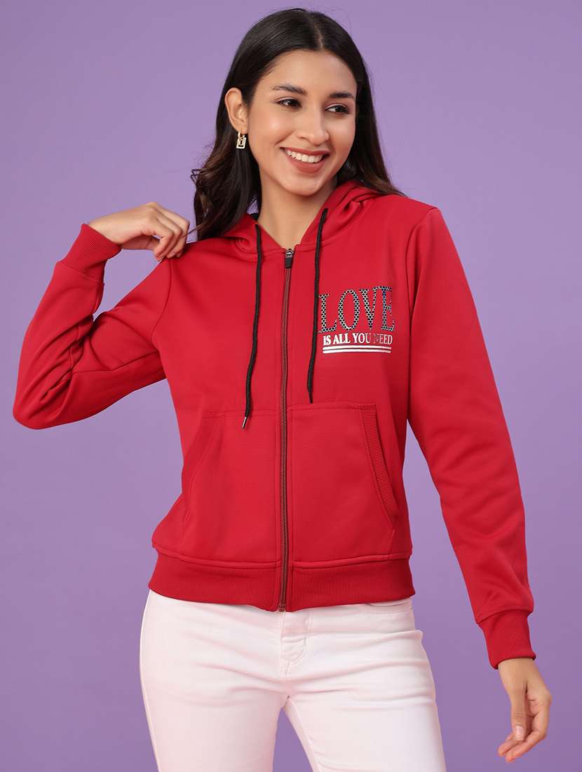 women typographic long sleeve hooded sweatshirt