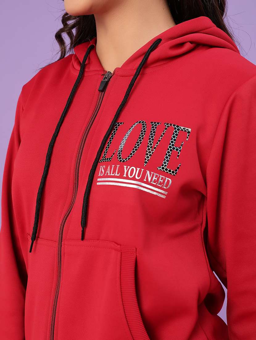 women typographic long sleeve hooded sweatshirt - 22107084 -  Standard Image - 5