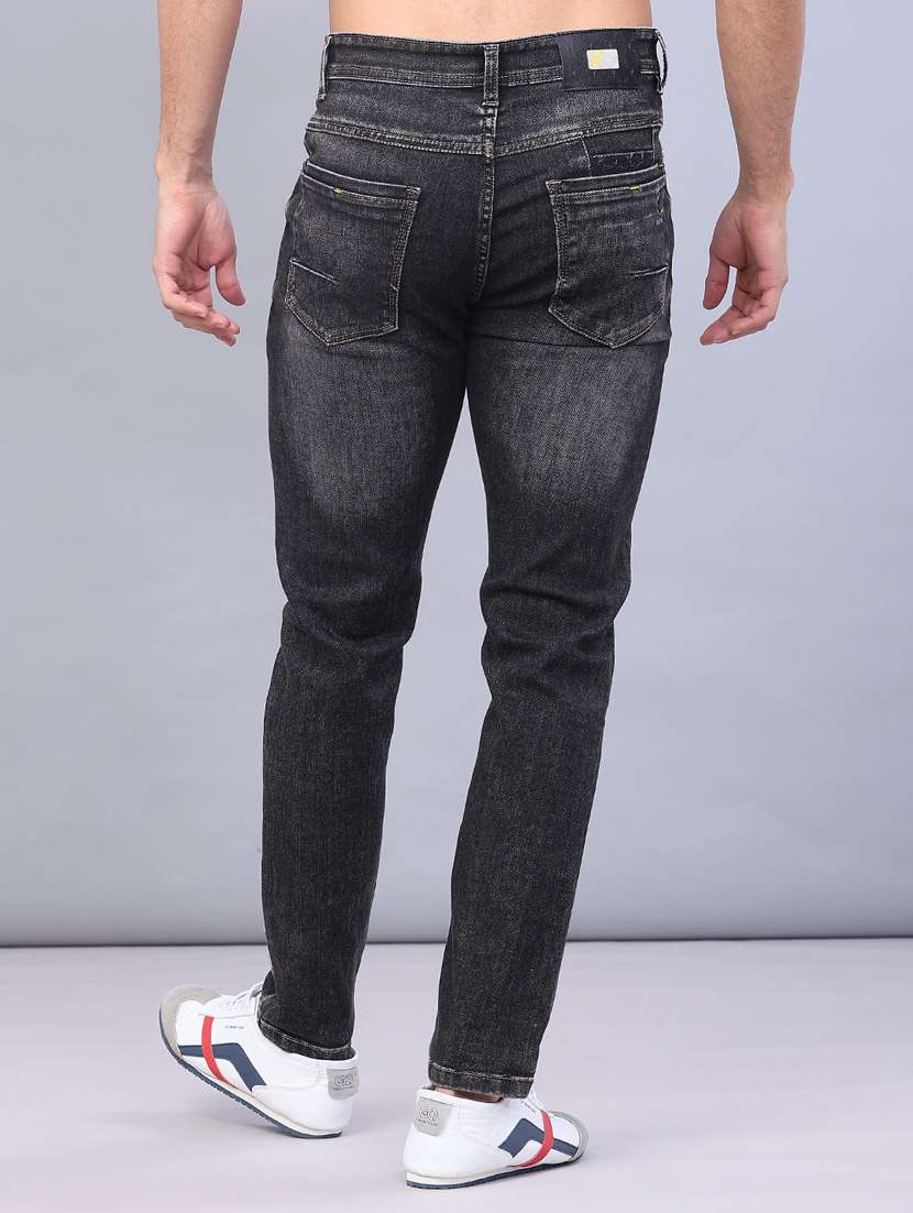men washed mid rise full length slim fit jeans - 22107141 -  Standard Image - 3