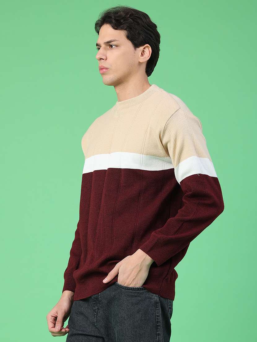 Men Maroon Polyester Pullover - 22107186 -  Standard Image - 3
