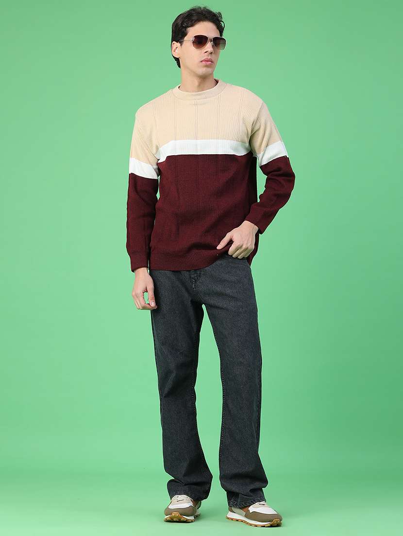 Men Maroon Polyester Pullover - 22107186 -  Standard Image - 5