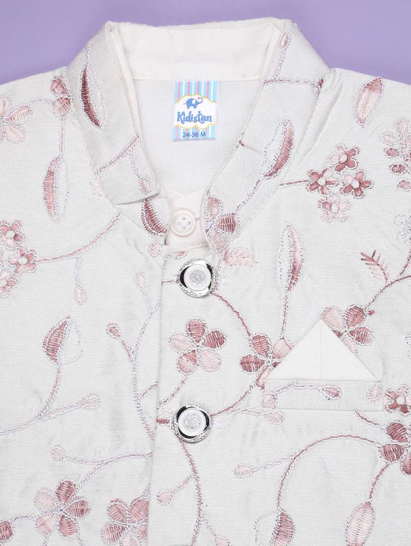 boys embroidered kurta and pyjama set with jacket - 22107206 -  Standard Image - 3