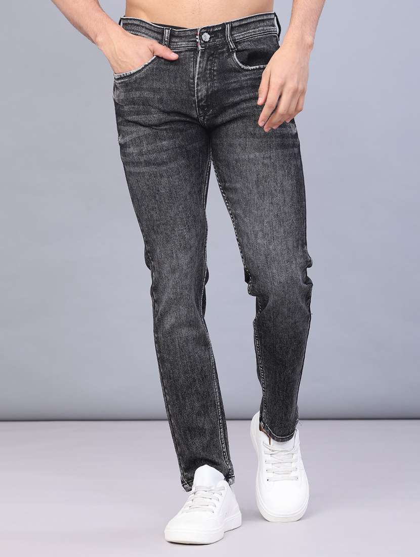 men solid mid rise slim fit jeans