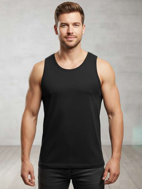 men solid sleeveless vest - 22107371 - Standard Image - 0