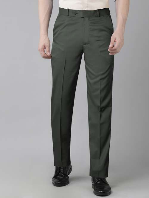 men solid mid rise flat front formal trouser - 22107377 -  Standard Image - 0
