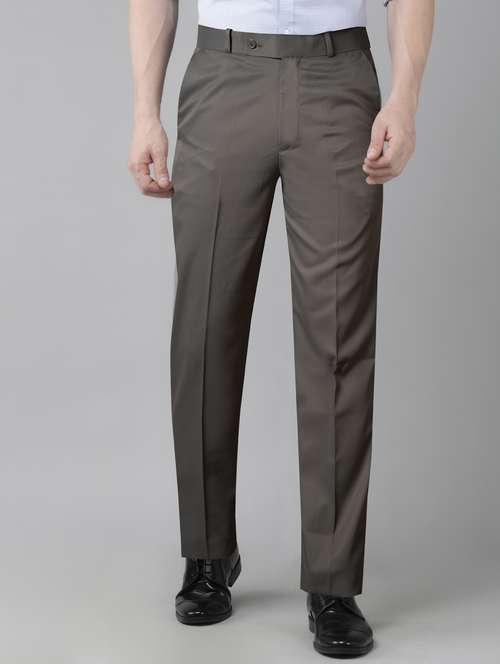 men solid mid rise flat front formal trouser - 22107378 -  Standard Image - 0