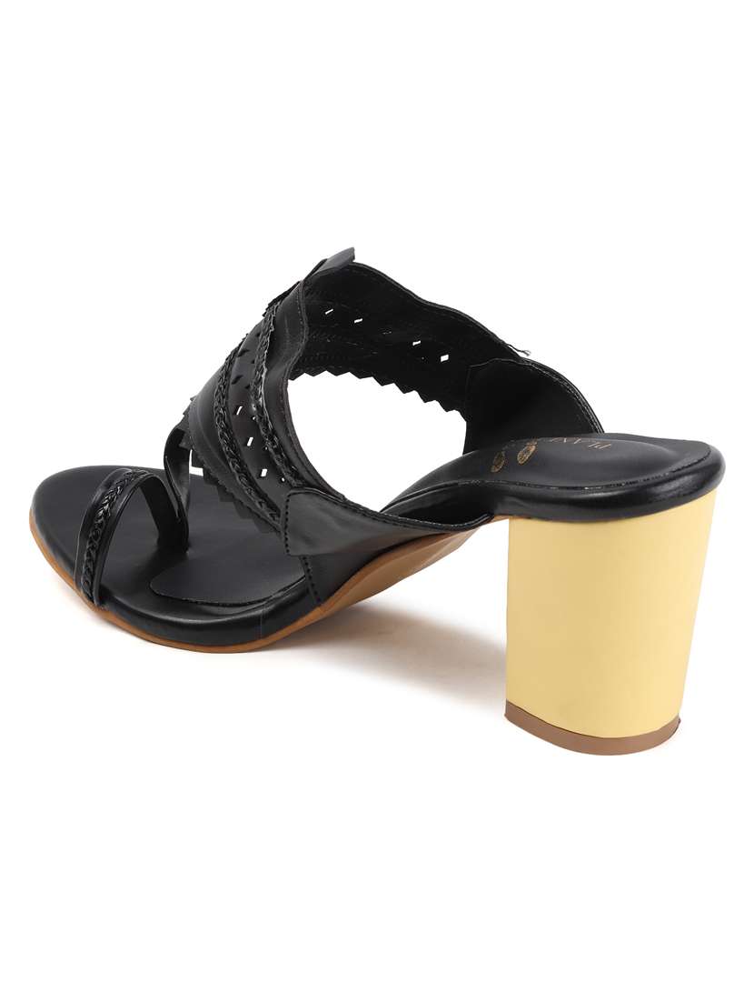 women solid one toe block heel sandal - 22107404 - Standard Image - 5