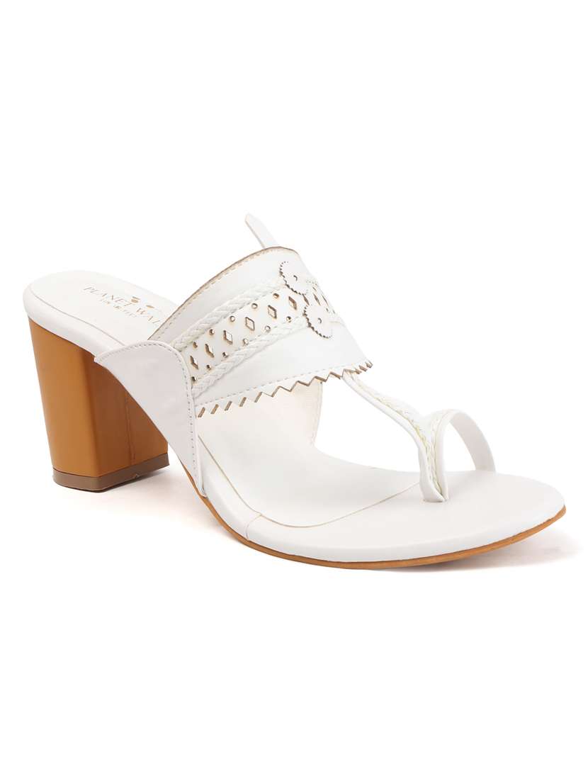 women solid one toe block heel sandal - 22107406 - Standard Image - 3