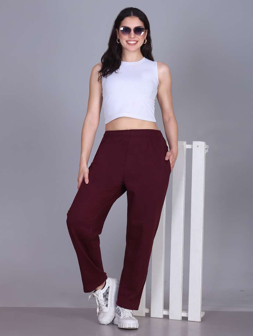 women solid mid rise regular fit track pant - 22107413 - Standard Image - 3