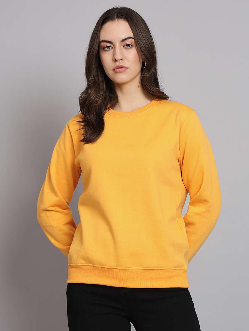 yellow fleece plain sweatshirt