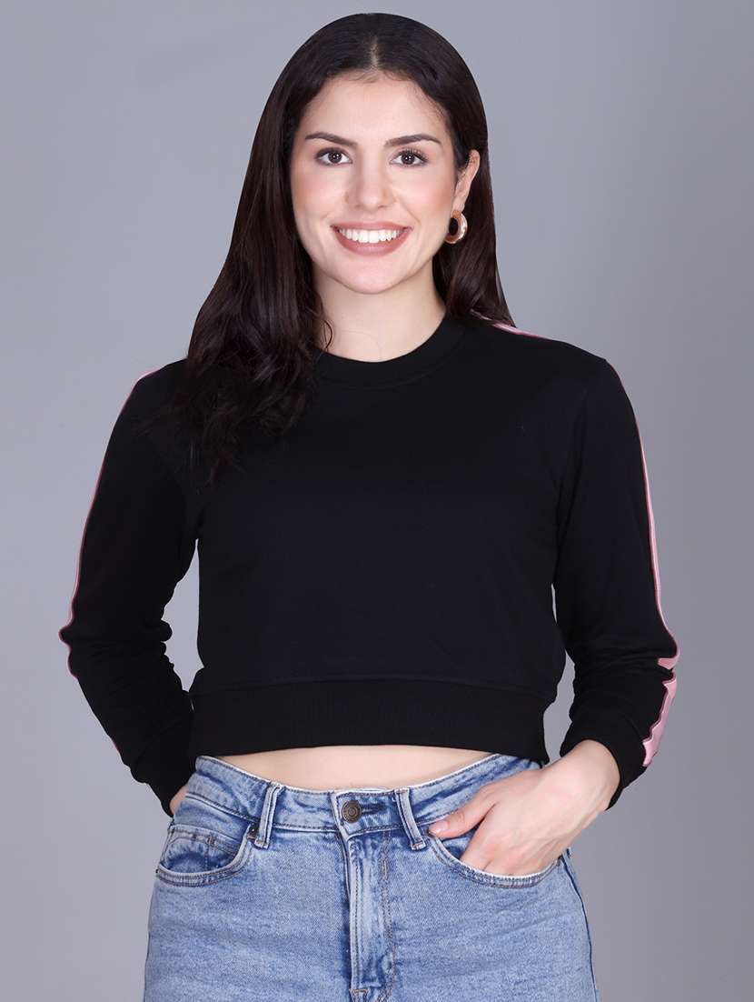 black fleece plain sweatshirt