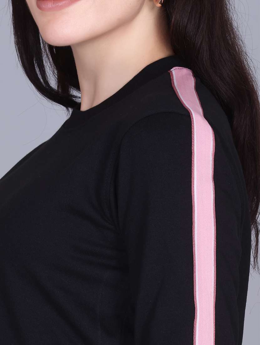 black fleece plain sweatshirt - 22107429 -  Standard Image - 3