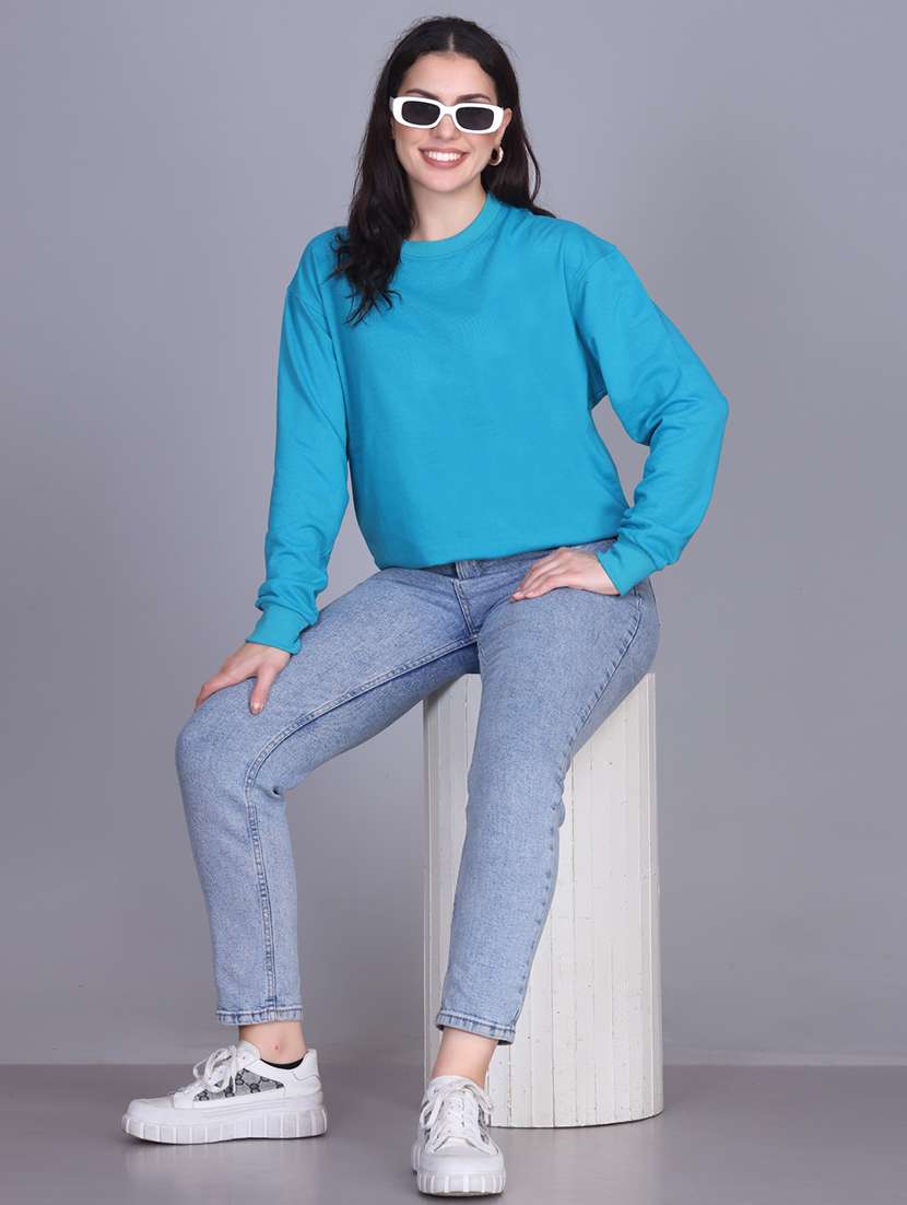 blue fleece plain sweatshirt - 22107430 -  Standard Image - 3