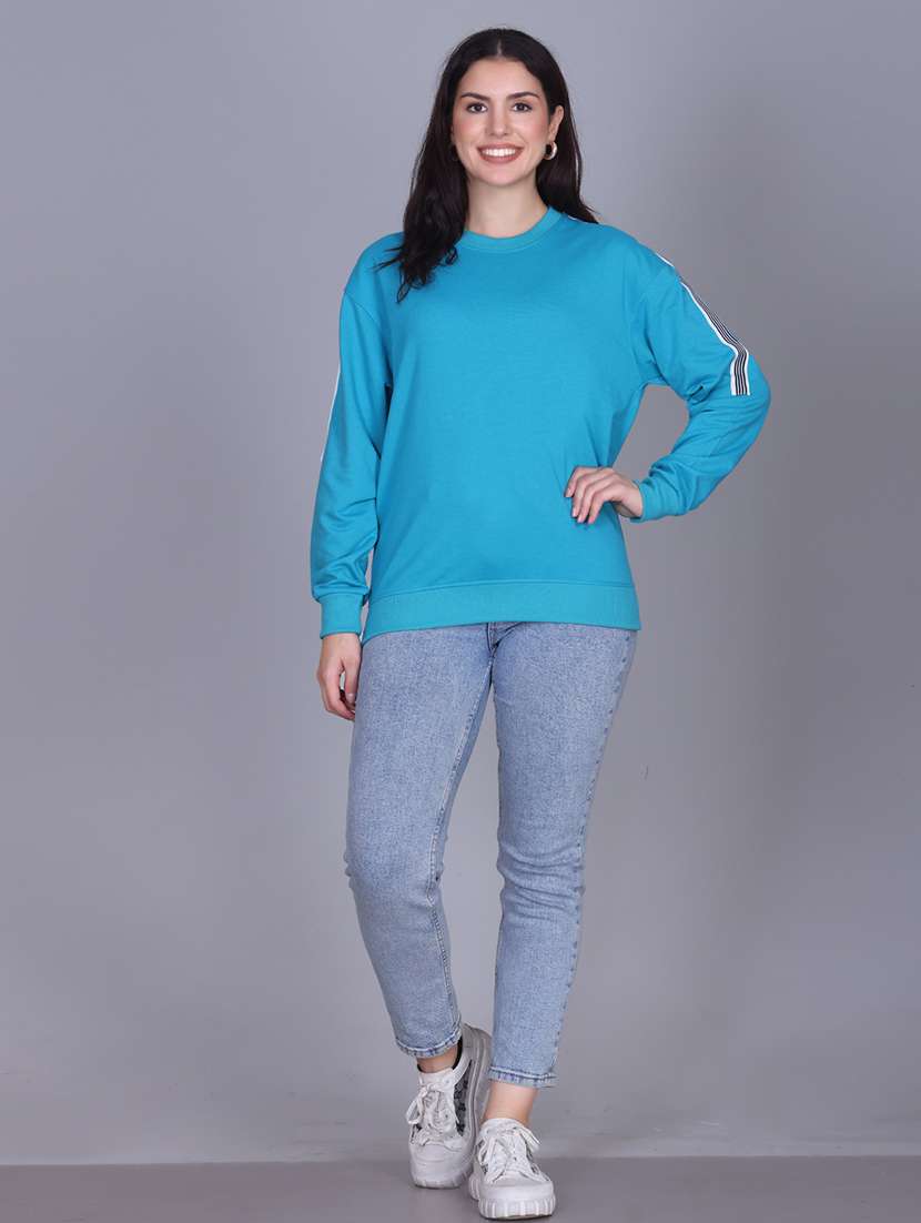 blue fleece plain sweatshirt - 22107431 -  Standard Image - 3