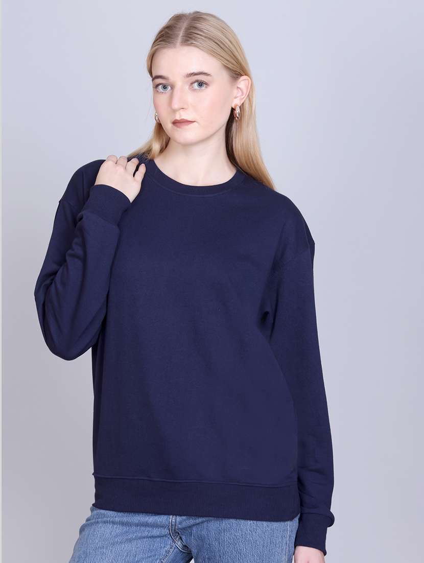 navy blue fleece plain sweatshirt