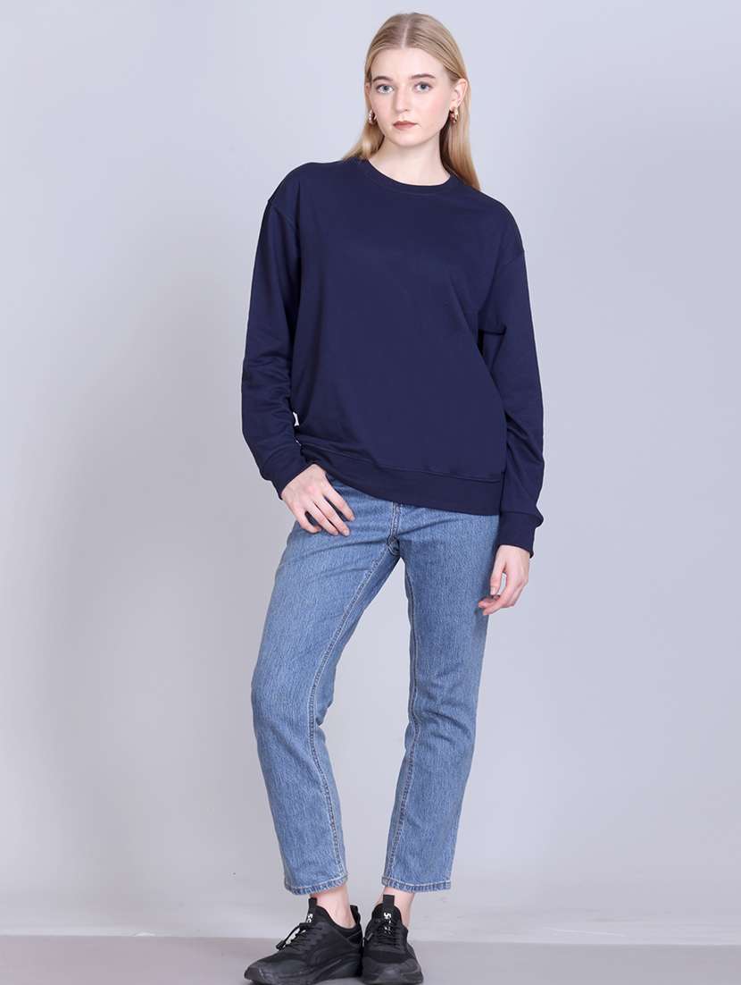 navy blue fleece plain sweatshirt - 22107436 -  Standard Image - 3
