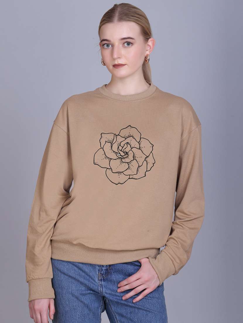 beige fleece plain sweatshirt