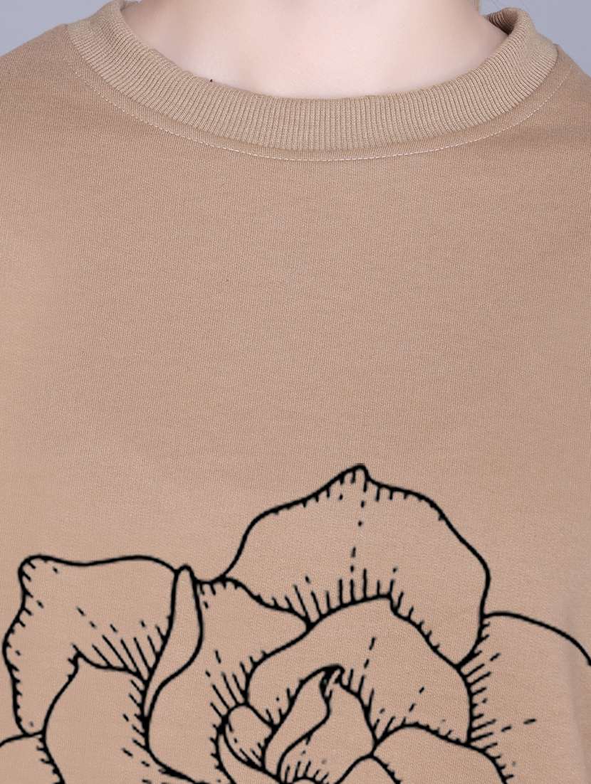 beige fleece plain sweatshirt - 22107439 -  Standard Image - 3