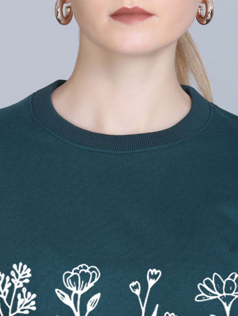 women printed long sleeve cropped sweatshirt - 22107444 -  Standard Image - 3