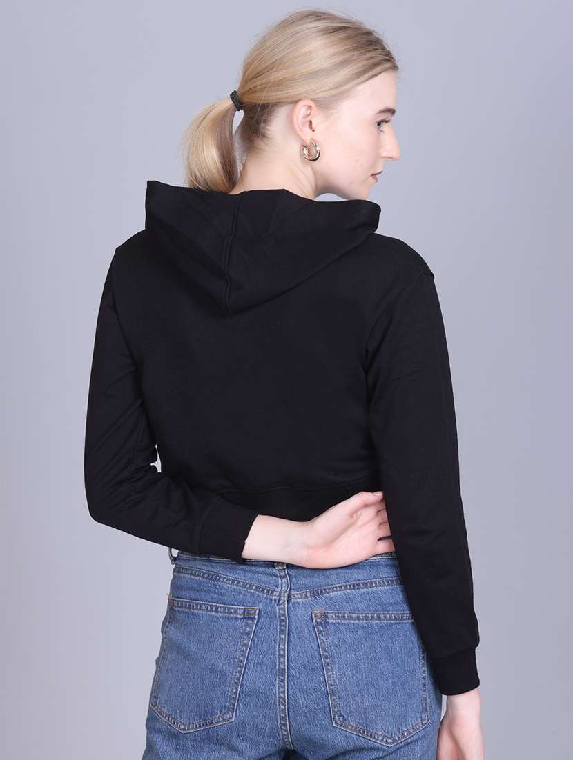 women long sleeve cropped hooded sweatshirt - 22107458 -  Standard Image - 3
