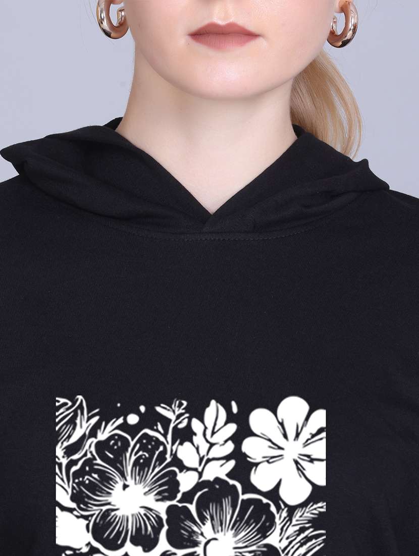 women long sleeve cropped hooded sweatshirt - 22107468 -  Standard Image - 3