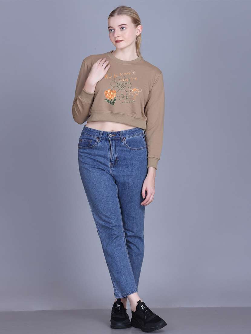 women long sleeve cropped hooded sweatshirt - 22107480 -  Standard Image - 3