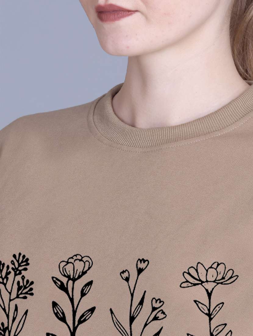 women printed long sleeve crop sweatshirt - 22107481 -  Standard Image - 3