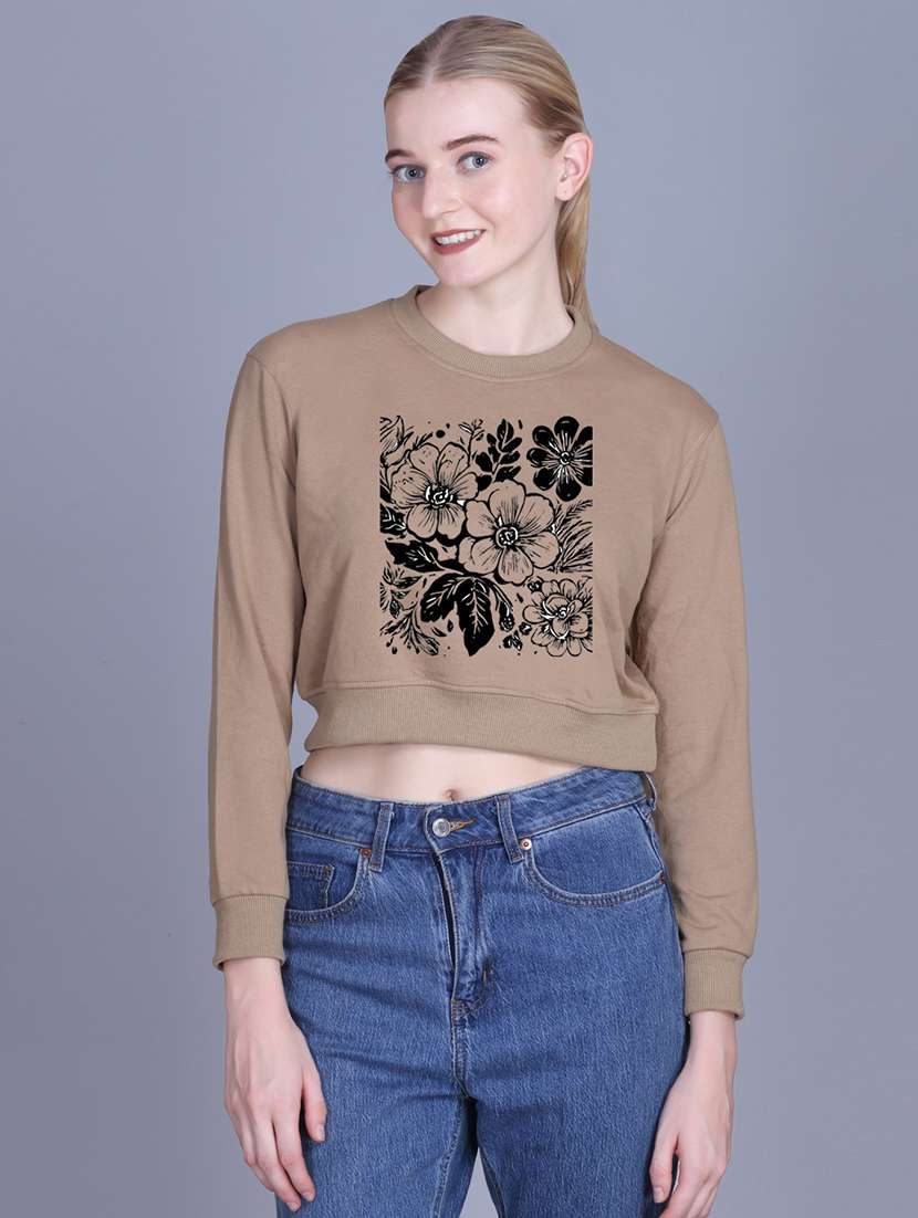 women long sleeve cropped sweatshirt