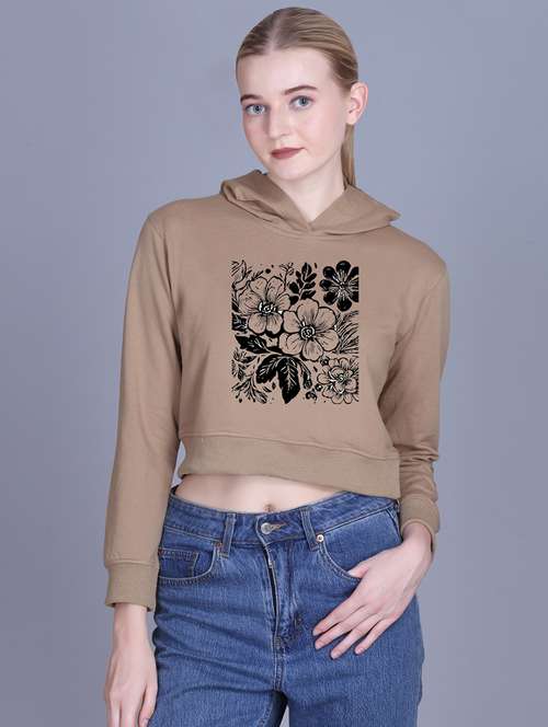 women long sleeve cropped hooded sweatshirt - 22107487 -  Standard Image - 0