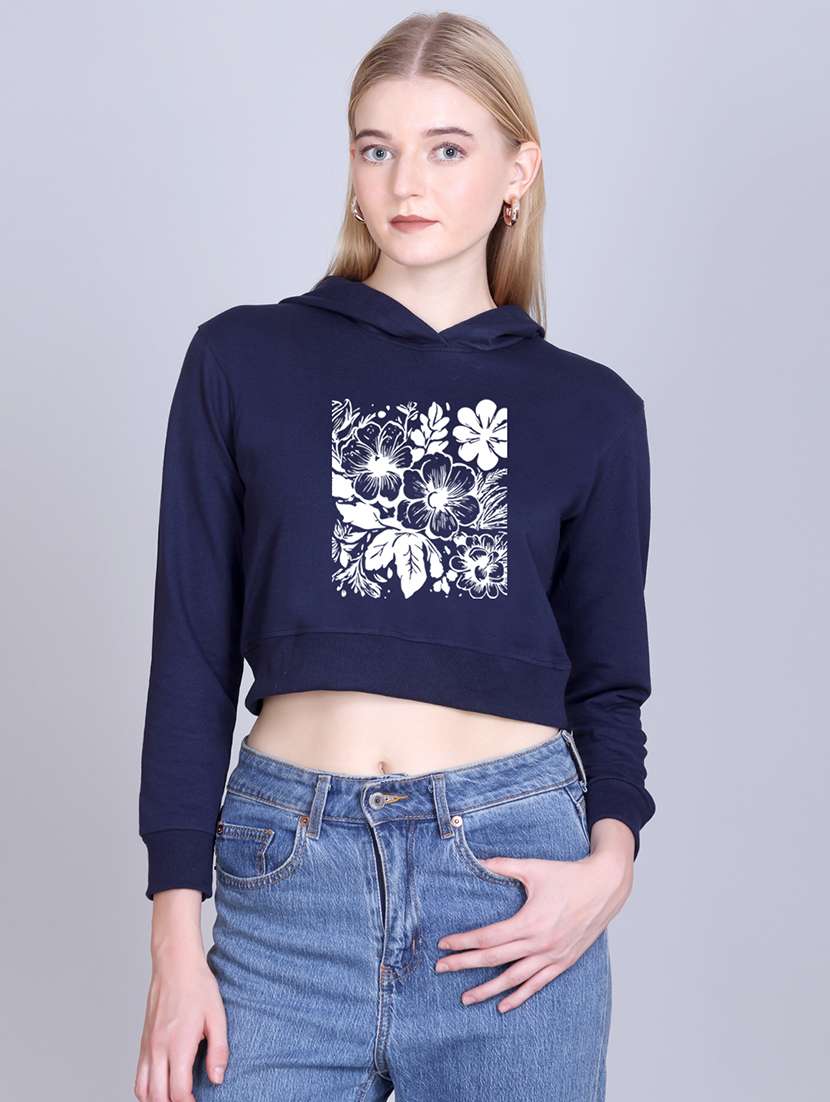 women long sleeve cropped hooded sweatshirt - 22107497 -  Zoom Image - 0