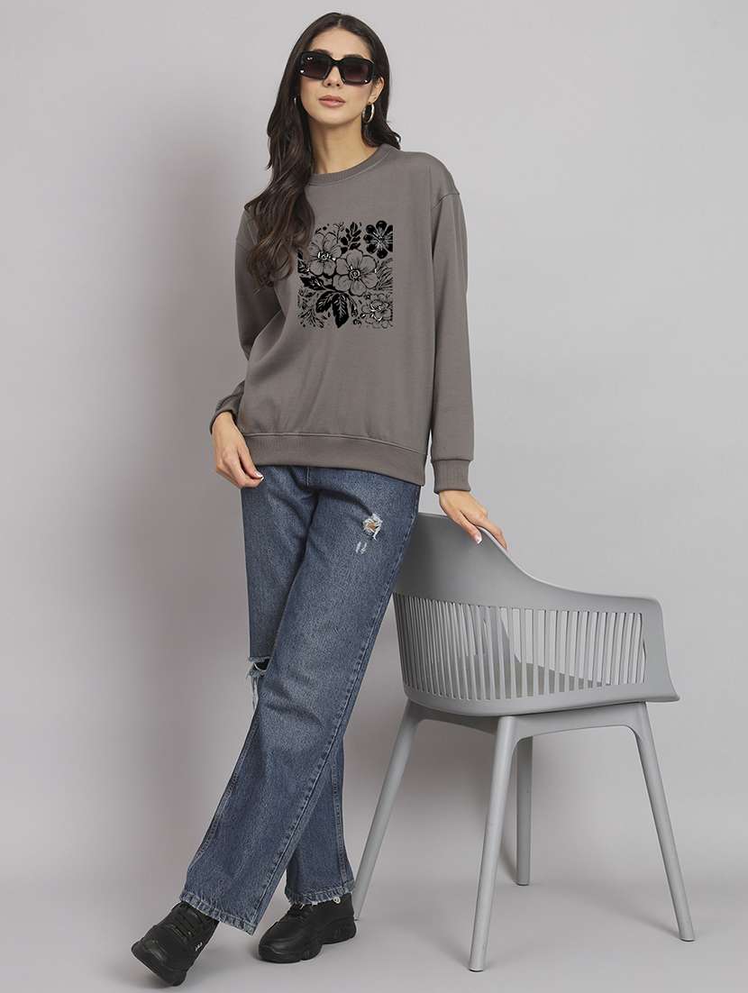 charcoal fleece plain sweatshirt - 22107501 -  Standard Image - 3