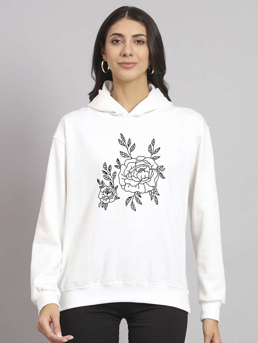 women printed long sleeve hooded sweatshirt