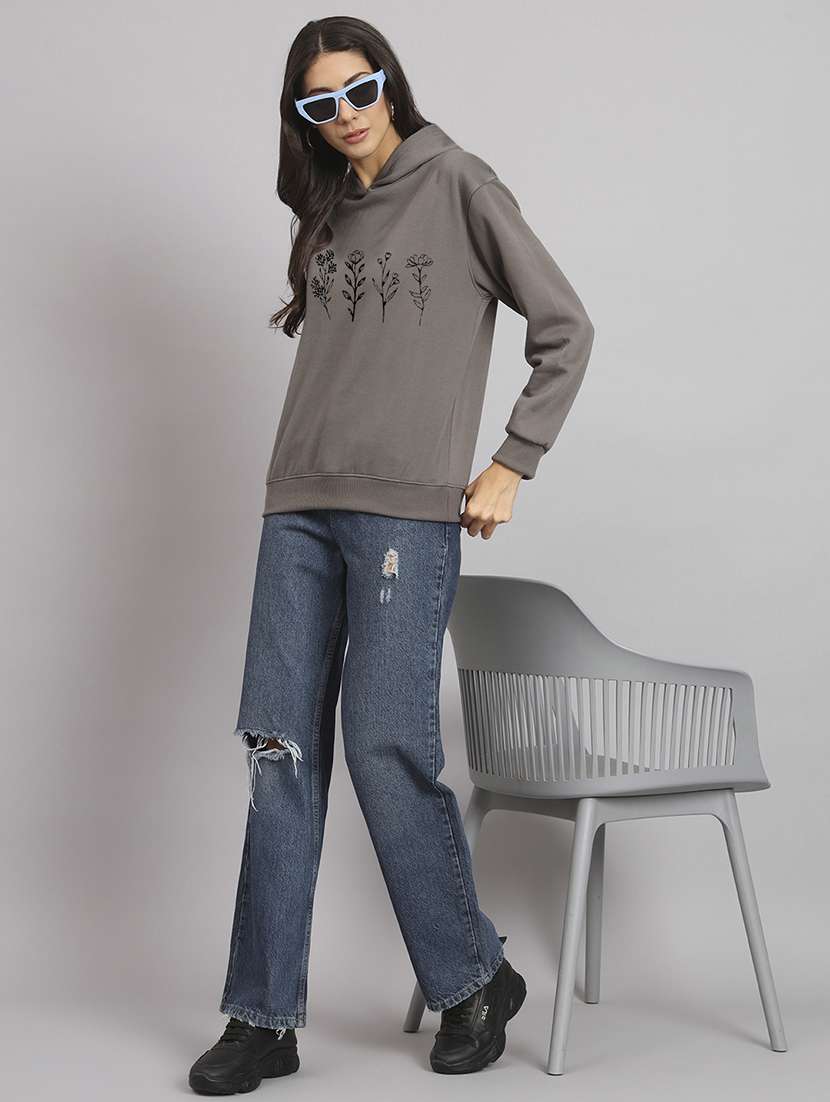 women printed long sleeve hooded sweatshirt - 22107513 -  Standard Image - 3