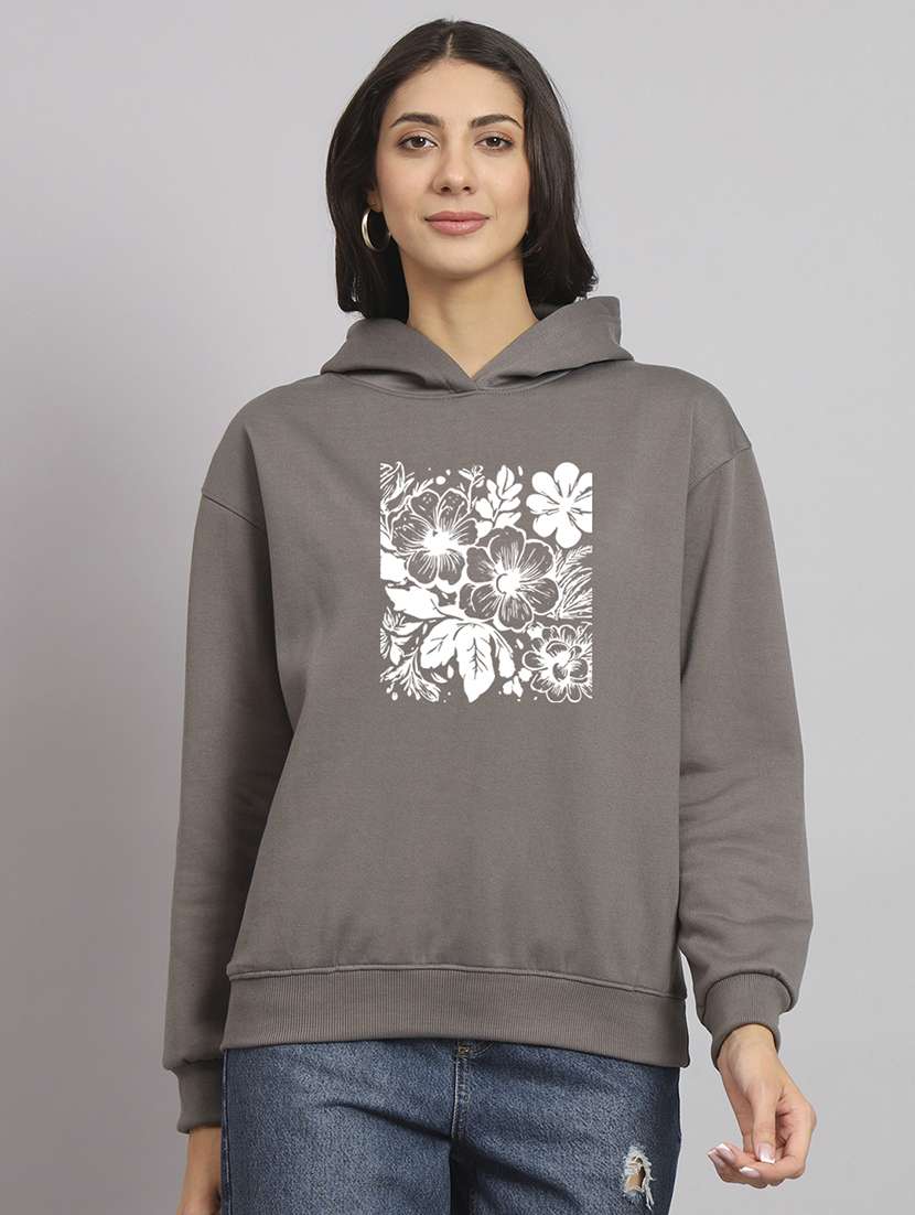 women printed long sleeve hooded sweatshirt - 22107514 -  Zoom Image - 0
