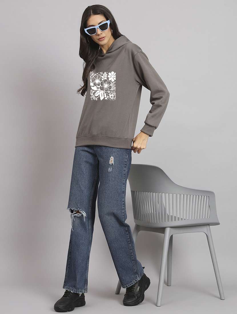 women printed long sleeve hooded sweatshirt - 22107514 -  Standard Image - 3