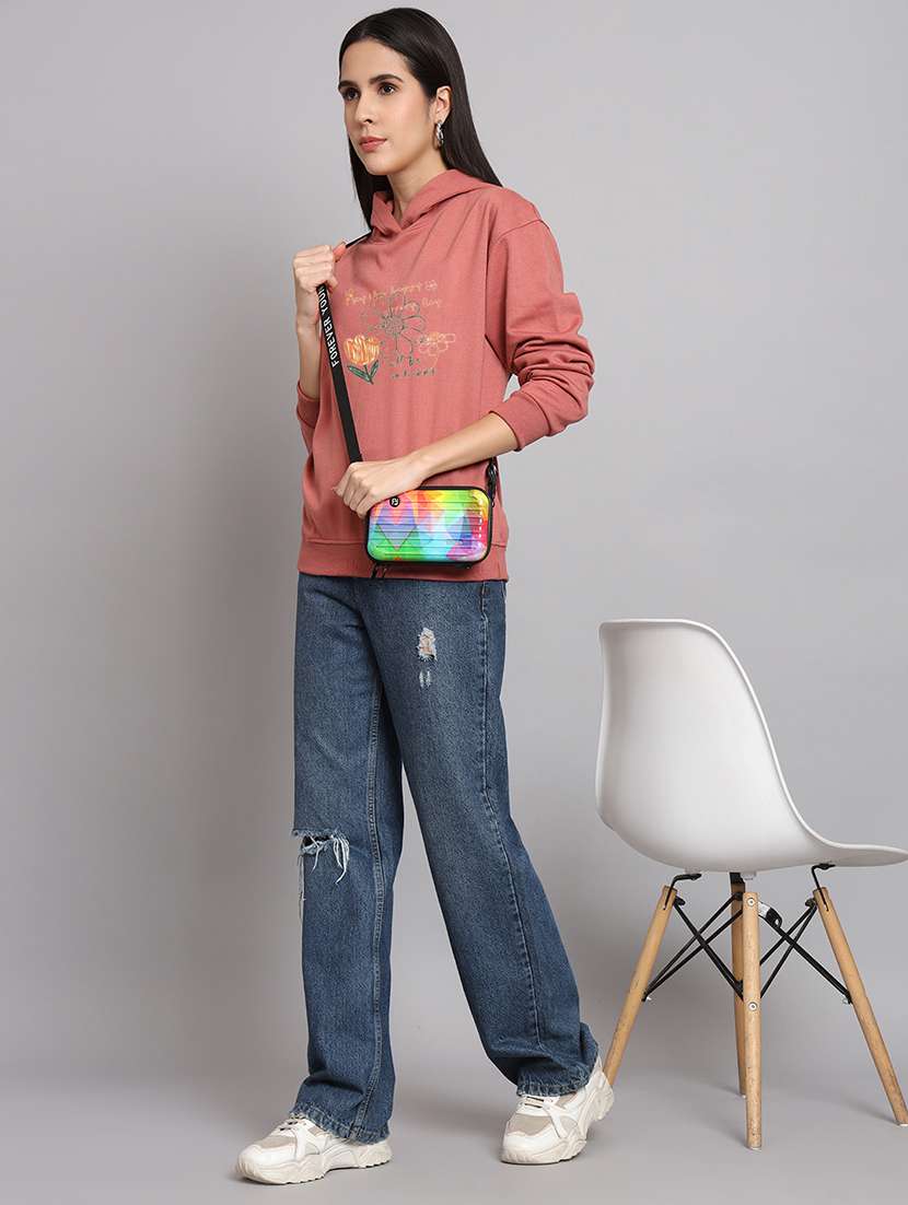 women printed long sleeve hooded sweatshirt - 22107515 -  Standard Image - 3