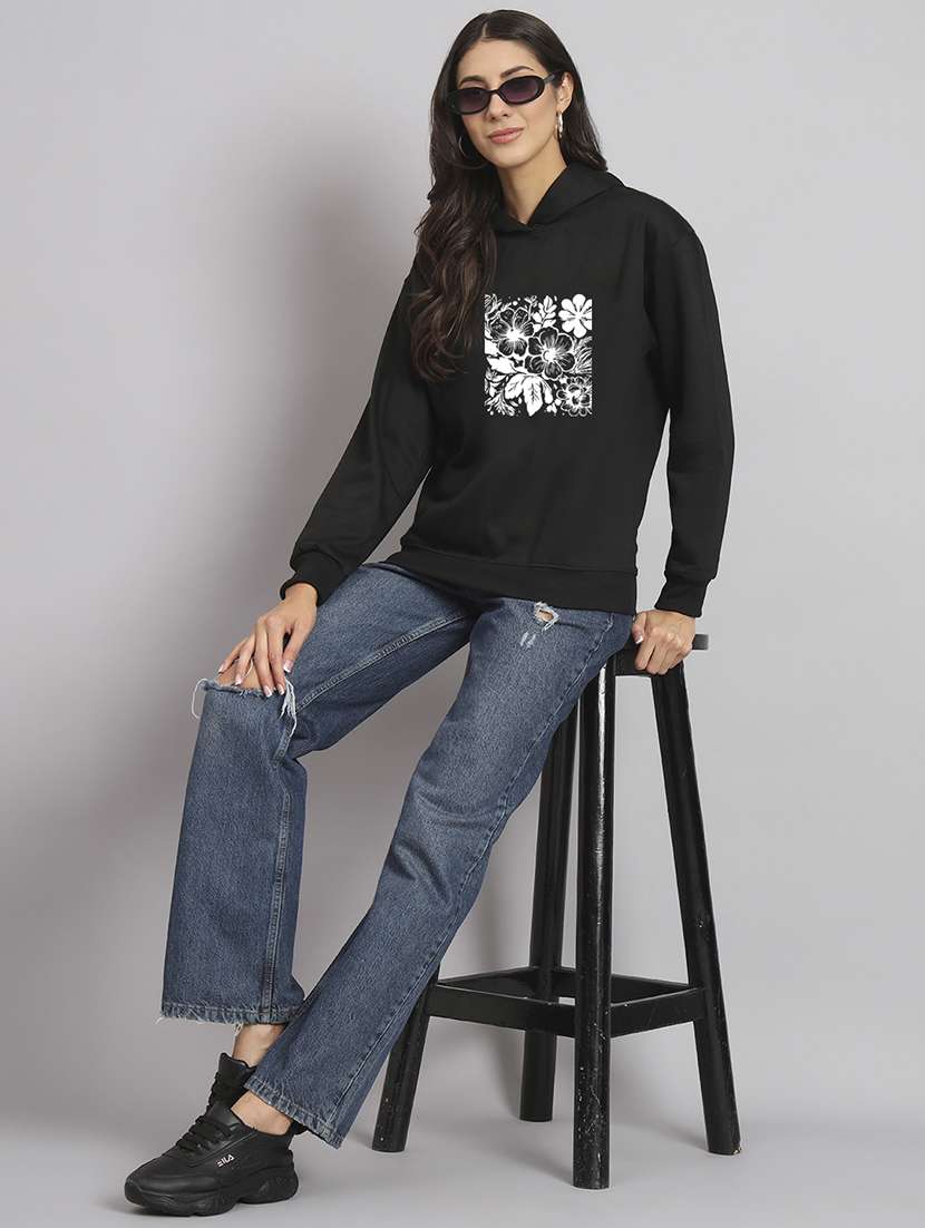 women printed long sleeve hooded sweatshirt - 22107532 -  Standard Image - 3