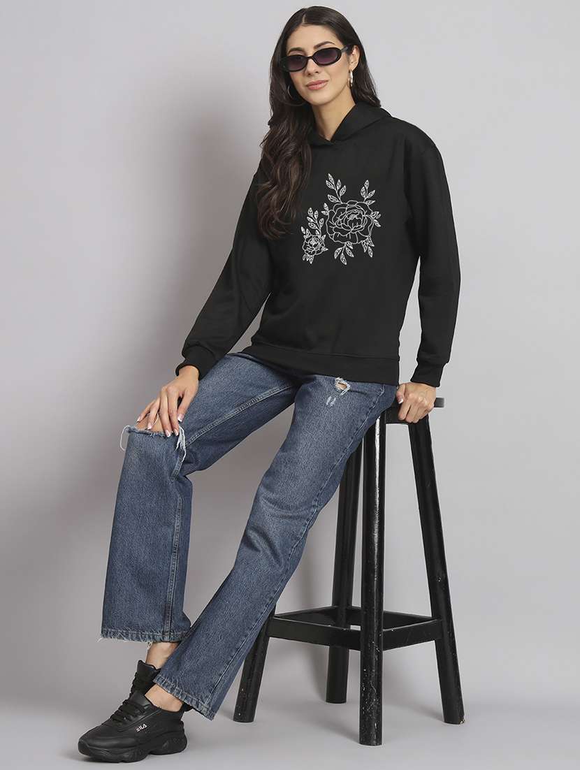 women printed long sleeve hooded sweatshirt - 22107533 -  Standard Image - 3