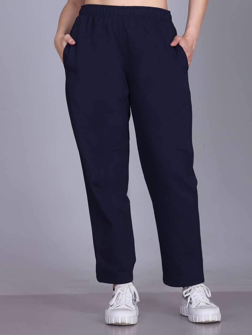 women solid mid rise regular fit track pant