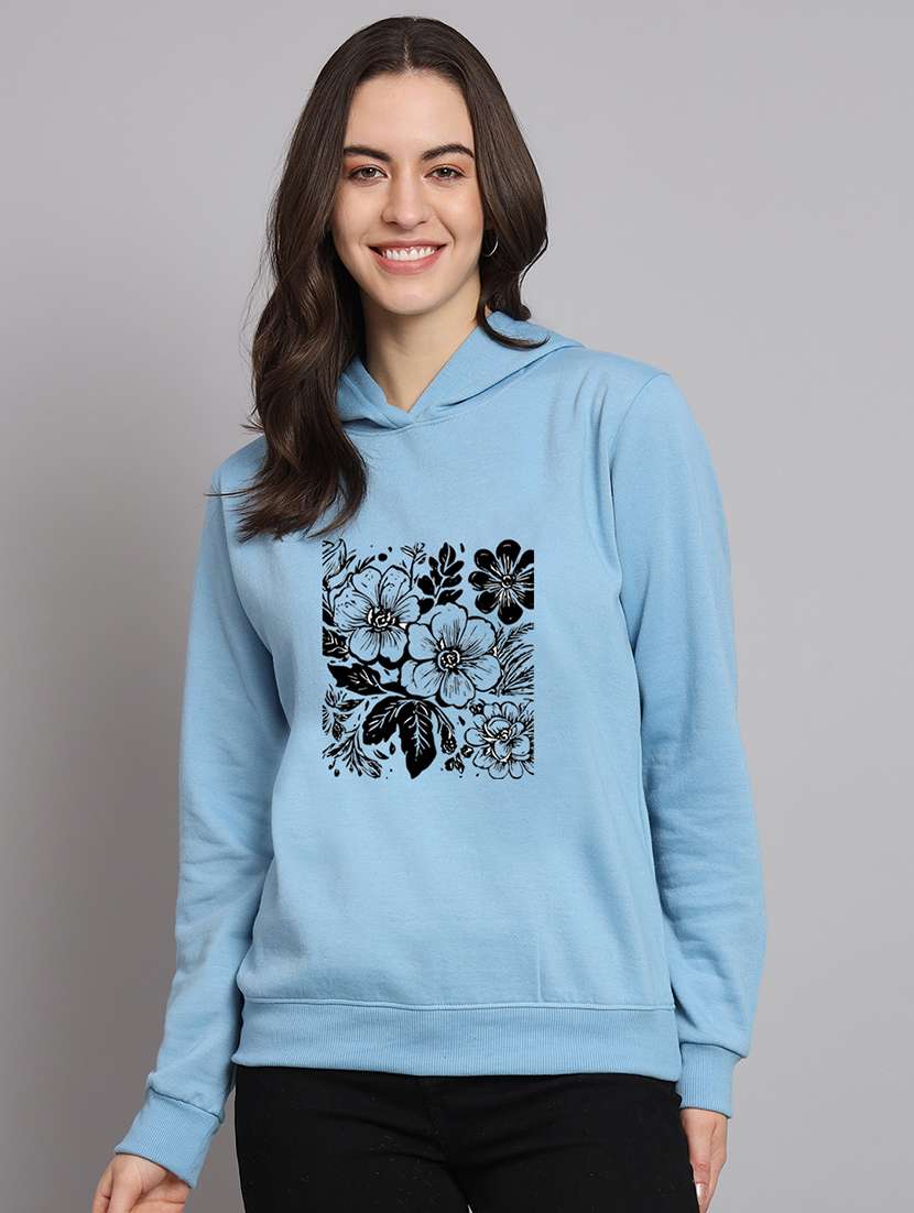 women printed long sleeve hooded sweatshirt - 22107583 -  Zoom Image - 0
