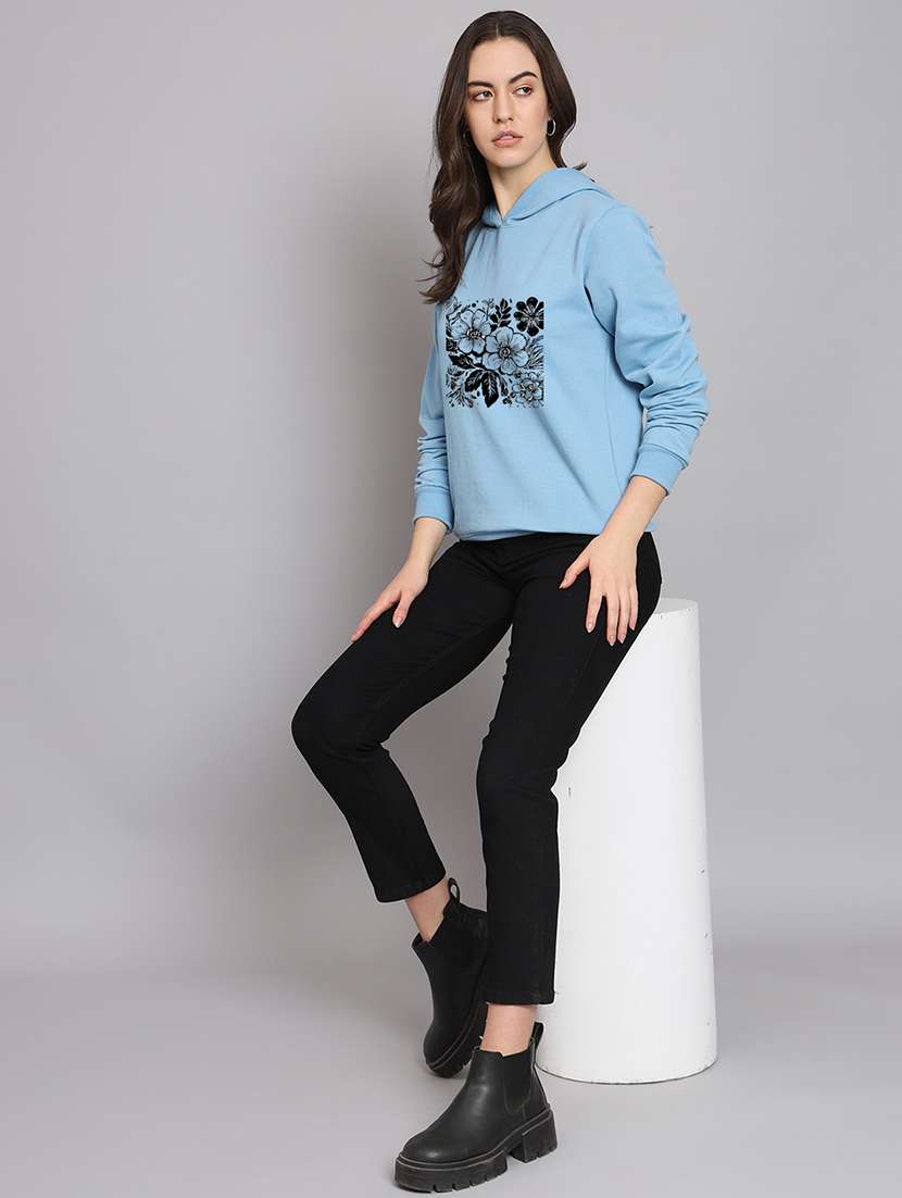 women printed long sleeve hooded sweatshirt - 22107583 -  Standard Image - 3