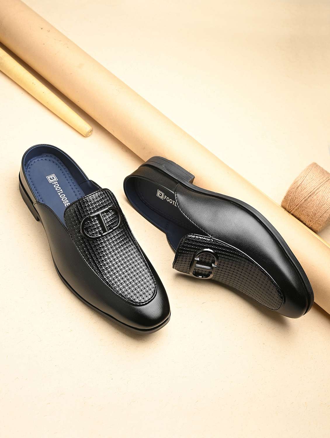 men black slip on mule