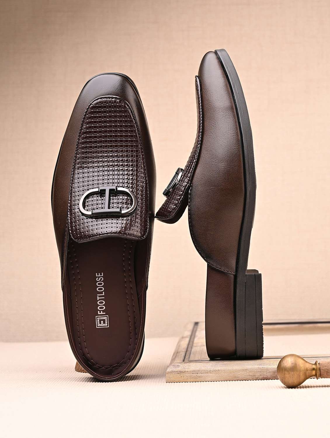 men brown slip on mule