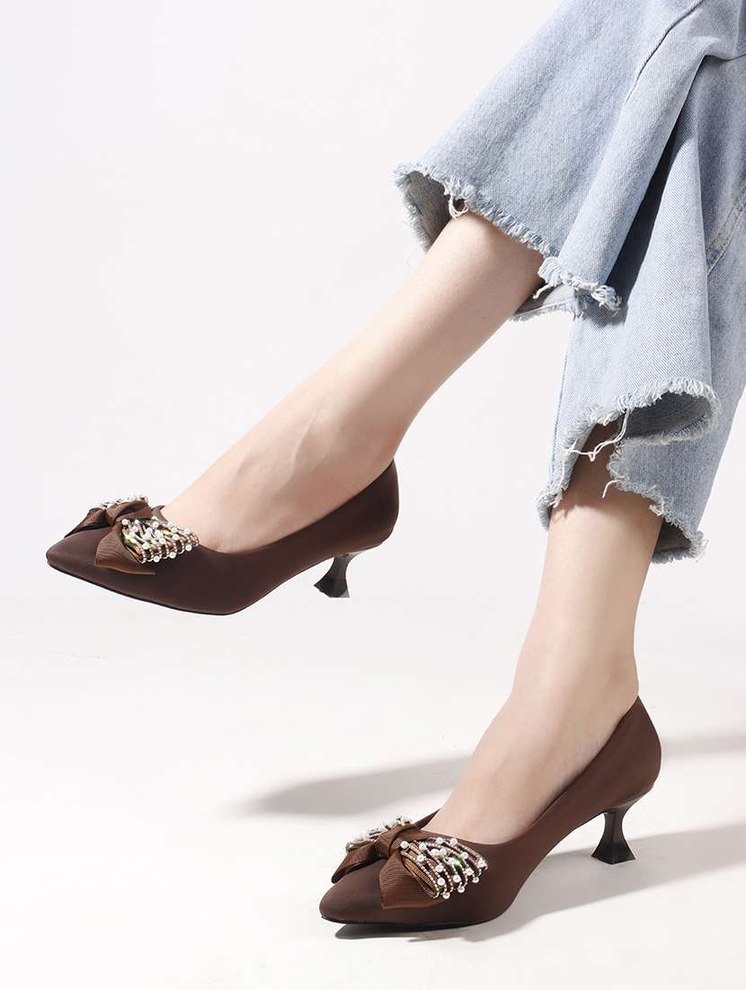 women brown slip on pump - 22107650 -  Standard Image - 5