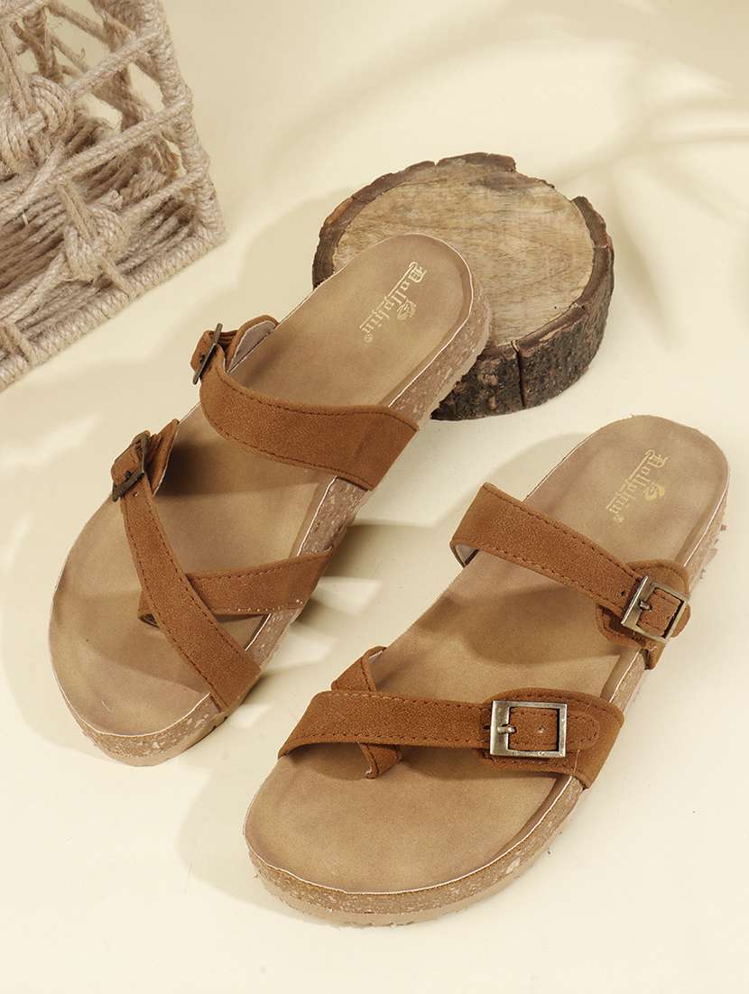women solid slip on flat sandal - 22107671 - Zoom Image - 0