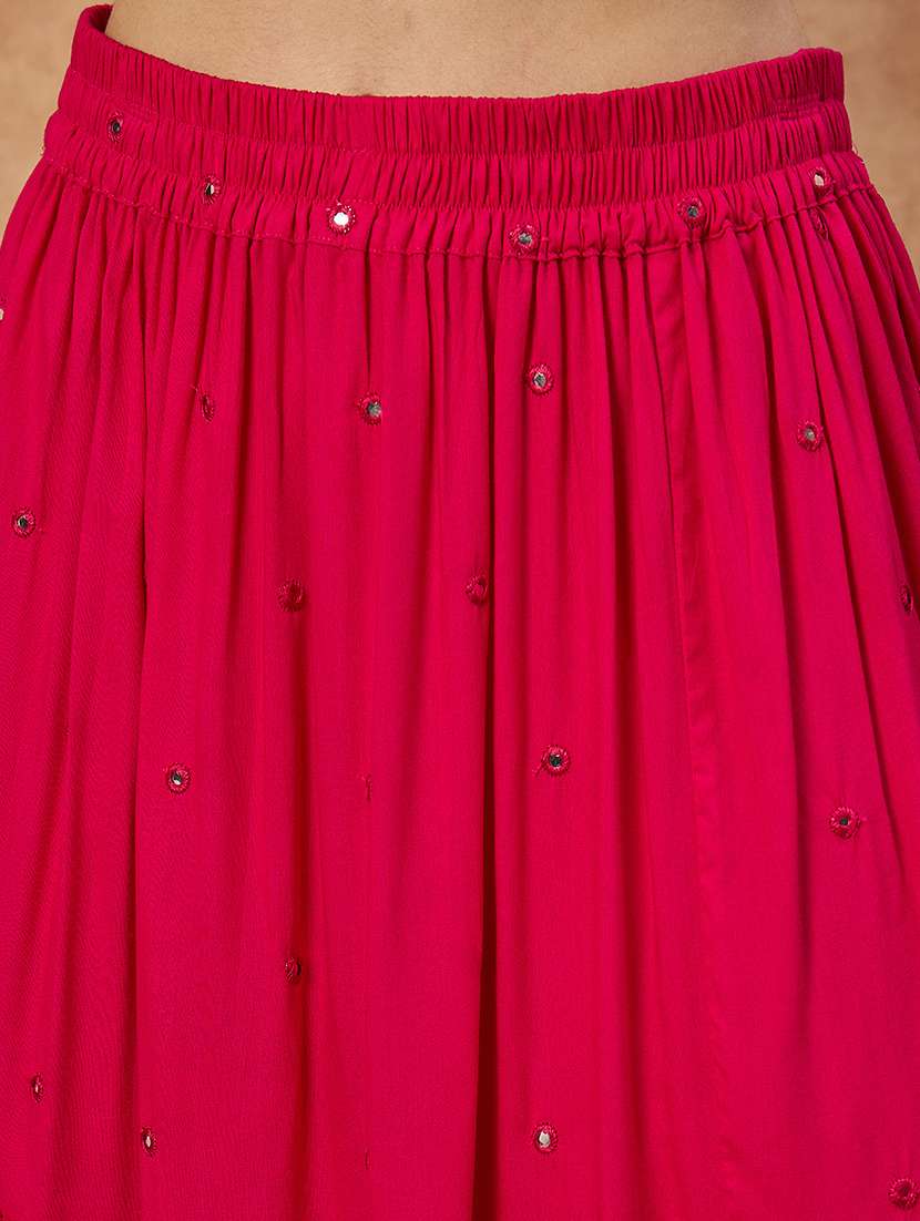 women solid with work skirt & top ethnic co-ord set - 22107693 - Standard Image - 5